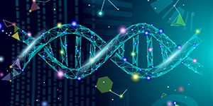 Illustration of DNA strand for genetics research 